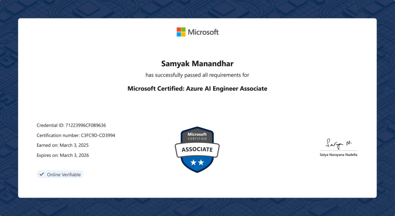 Azure AI Engineer Associate badge