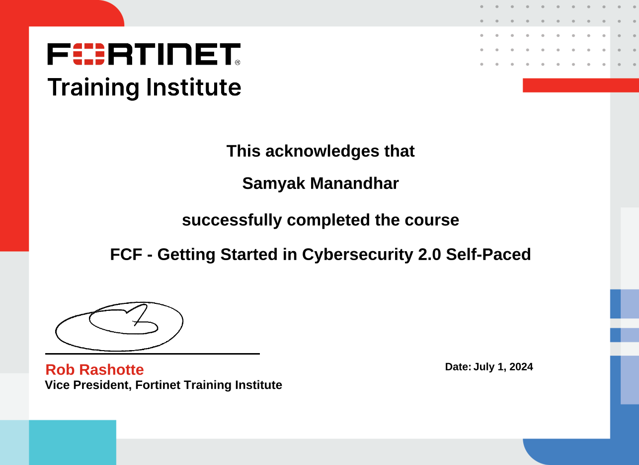 FCF - Getting Started in Cybersecurity 2.0 badge
